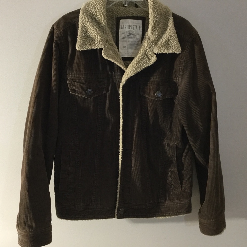Aeropostale S Dark Brown Corduroy Sherpa Jacket